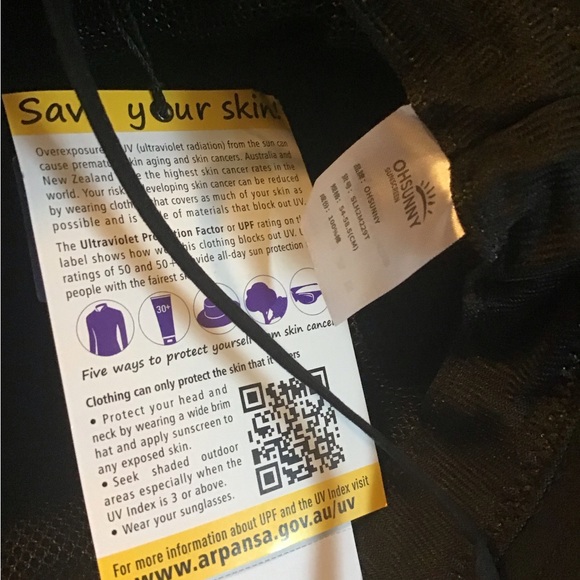 Oh Sunny black bucket fisherman hat w/arm covers & bag NWT - Picture 4 of 7